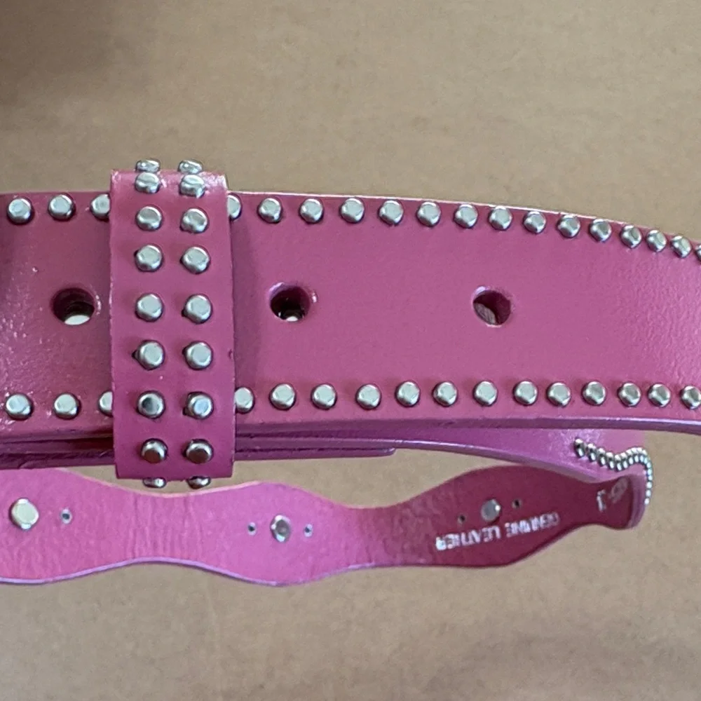 Nocona Pink Heart Studded Western Belt Youth Size 24 Y2K Boho Cowgirl Equestrian